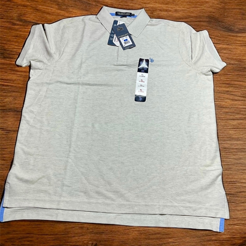 New U.S. Polo Assn. Ultimate Pique Polo Shirt Mens's Gray Short Sleeve - Picture 2 of 9